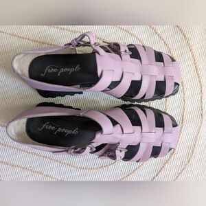 Free People Lilac and Black Woven Sandals